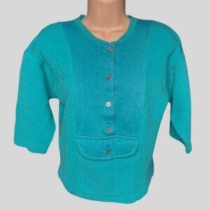 Vintage Blue Ribbed Fleece Y2K Top Size Small EV LTC u